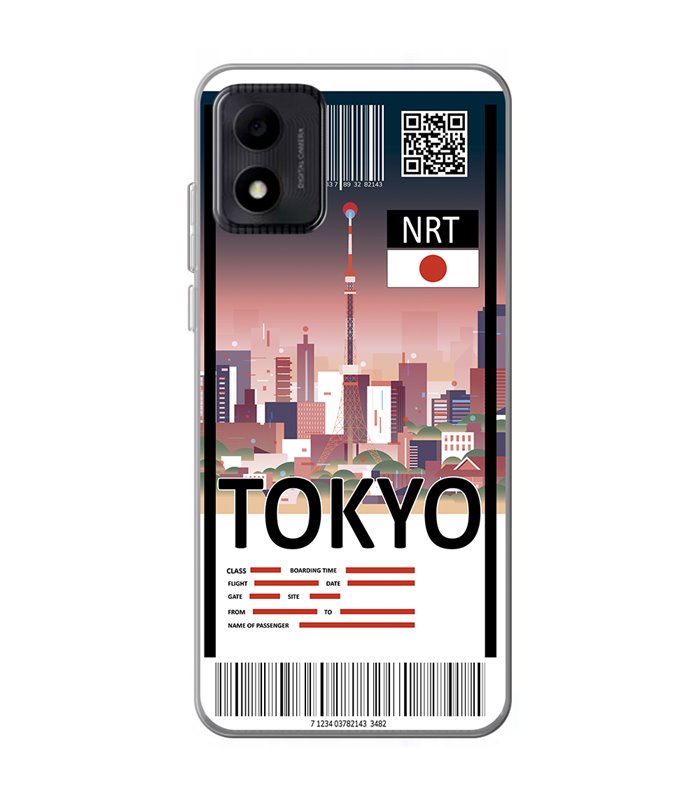 Funda para [ TCL 305i ] Billete de Avión [ Tokio ] de Silicona Flexible para Smartphone