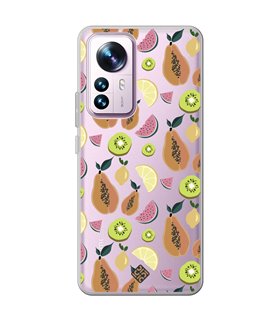 Funda para [ Xiaomi 12T - 12T Pro ] Dibujo Auténtico [ Frutas- Papaya, Sandía, Kiwis y Limones ] de Silicona Flexible