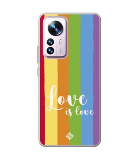 Funda para [ Xiaomi 12T - 12T Pro ] Dibujo Auténtico [ Love is Love - Arcoiris ] de Silicona Flexible