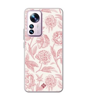Funda para [ Xiaomi 12T - 12T Pro ] Dibujo Botánico [ Flores Rosa Pastel ] de Silicona Flexible para Smartphone