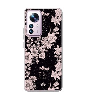 Funda para [ Xiaomi 12T - 12T Pro ] Dibujo Botánico [ Flores de amapola daffodil, anémona, violeta en fondo estrellado ] 