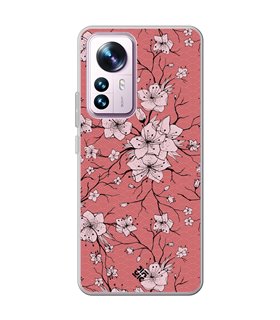 Funda para [ Xiaomi 12T - 12T Pro ] Dibujo Botánico [ Flores sakura con patron japones ] de Silicona Flexible