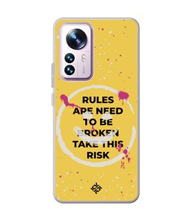 Funda para [ Xiaomi 12T - 12T Pro ] Dibujo Frases Guays [ Smile - Rules Are Need  To Be Broken Take This Risk ] 