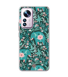 Funda para [ Xiaomi 12T - 12T Pro ] Dibujo Mascotas [ Estampado Elefantes Florales ] de Silicona Flexible para Smartphone 