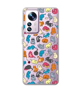 Funda para [ Xiaomi 12T - 12T Pro ] Dibujo Mascotas [ Gatos de Varios Colores ] de Silicona Flexible