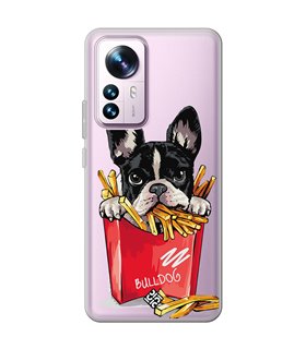 Funda para [ Xiaomi 12T - 12T Pro ] Dibujo Mascotas [ Perrito Bulldog con Patatas ] de Silicona Flexible