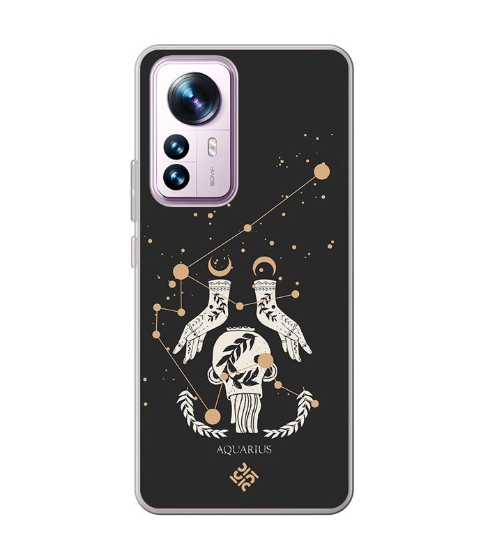 Funda para [ Xiaomi 12T - 12T Pro ] Dibujo Zodiaco [ Signo Zodiacal - Acuario ] de Silicona Flexible para Smartphone 