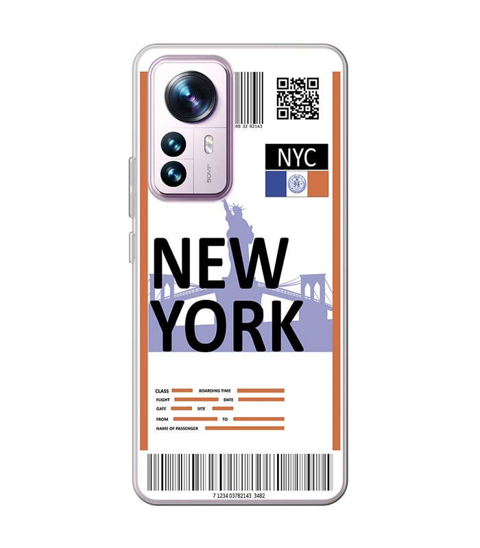 Funda para [ Xiaomi 12T - 12T Pro ] Billete de Avión [ New York ] de Silicona Flexible para Smartphone 