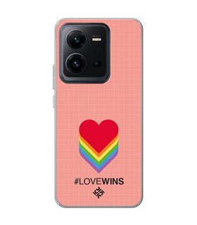 Funda para [ Vivo X80 Lite ] Dibujo Auténtico [ Corazones - Love Wins ] de Silicona Flexible para Smartphone