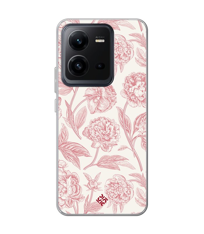 Funda para [ Vivo X80 Lite ] Dibujo Botánico [ Flores Rosa Pastel ] de Silicona Flexible para Smartphone