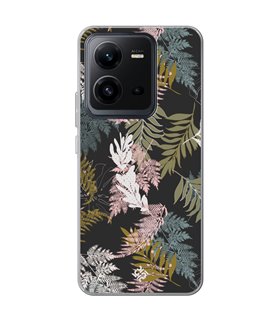 Funda para [ Vivo X80 Lite ] Dibujo Botánico [ Diseño de hojas ] de Silicona Flexible para Smartphone