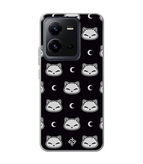 Funda para [ Vivo X80 Lite ] Dibujo Cute [ Gato Negro Lunar ] de Silicona Flexible para Smartphone