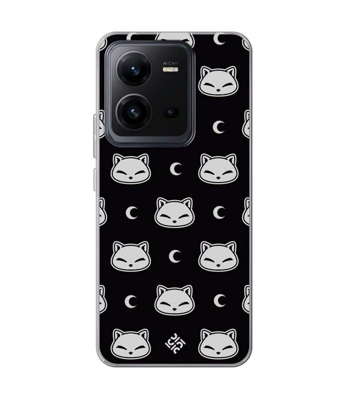 Funda para [ Vivo X80 Lite ] Dibujo Cute [ Gato Negro Lunar ] de Silicona Flexible para Smartphone