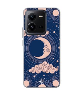 Funda para [ Vivo X80 Lite ] Dibujo Esotérico [ Luna Creciente - Dibujo Místico Astrologico ] de Silicona Flexible