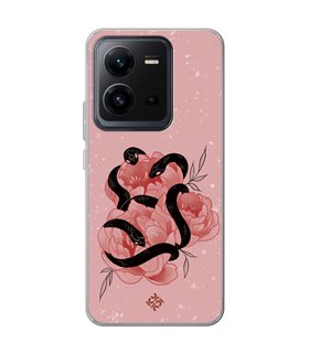 Funda para [ Vivo X80 Lite ] Dibujo Esotérico [ Tentación Floral - Rosas con Serpientes ] de Silicona Flexible