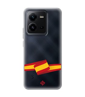 Funda para [ Vivo X80 Lite ] Dibujo Auténtico [ Bandera España ] de Silicona Flexible para Smartphone