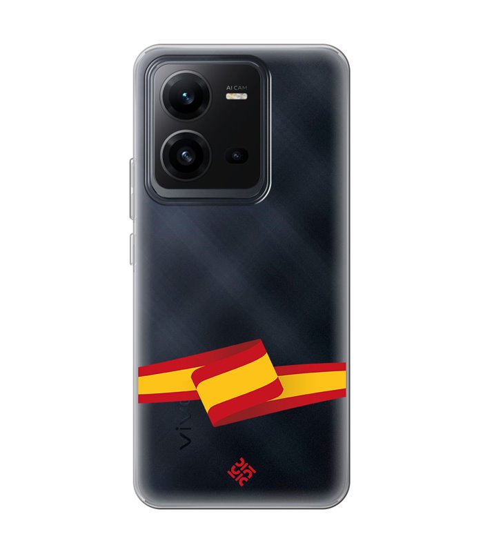 Funda para [ Vivo X80 Lite ] Dibujo Auténtico [ Bandera España ] de Silicona Flexible para Smartphone
