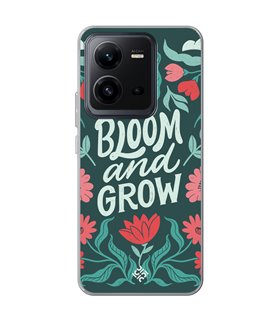 Funda para [ Vivo X80 Lite ] Dibujo Frases Guays [ Flores Bloom and Grow ] de Silicona Flexible para Smartphone