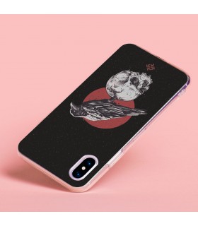 Funda para [ Vivo X80 Lite ] Dibujo Gotico [ Cuervo Sobre Cráneo ] de Silicona Flexible para Smartphone