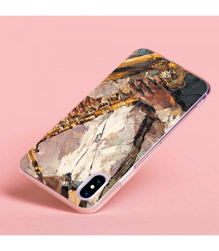 Funda para [ Vivo X80 Lite ] Diseño Música [ Pintura - Tocando el Saxofón ] de Silicona Flexible