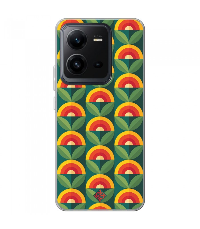 Funda para [ Vivo X80 Lite ] Dibujos Retro [ Diseño Flor - Retro ] de Silicona Flexible