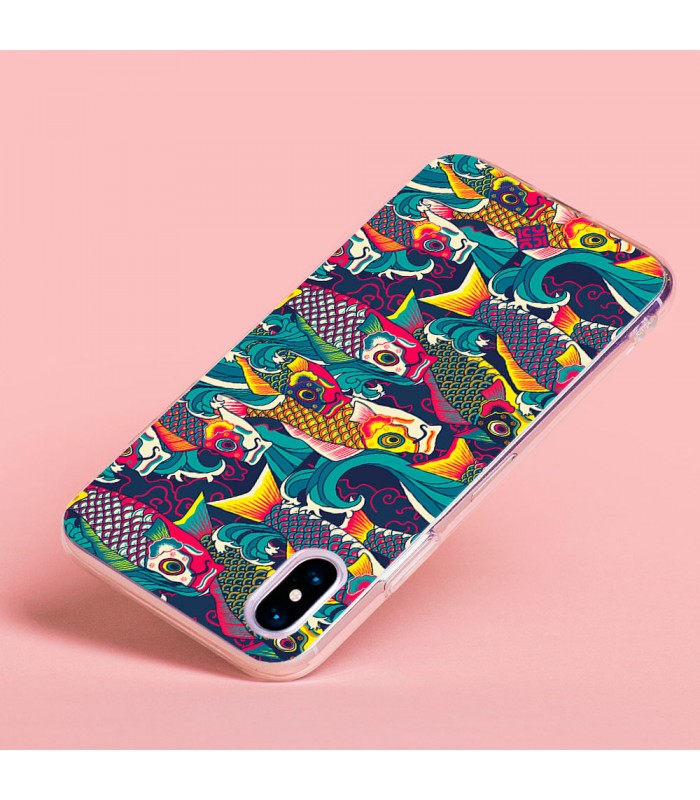 Funda para [ Vivo X80 Lite ] Dibujo Auténtico [ Serpentina de Carpas Koinobori, Mangas de Viento ] de Silicona