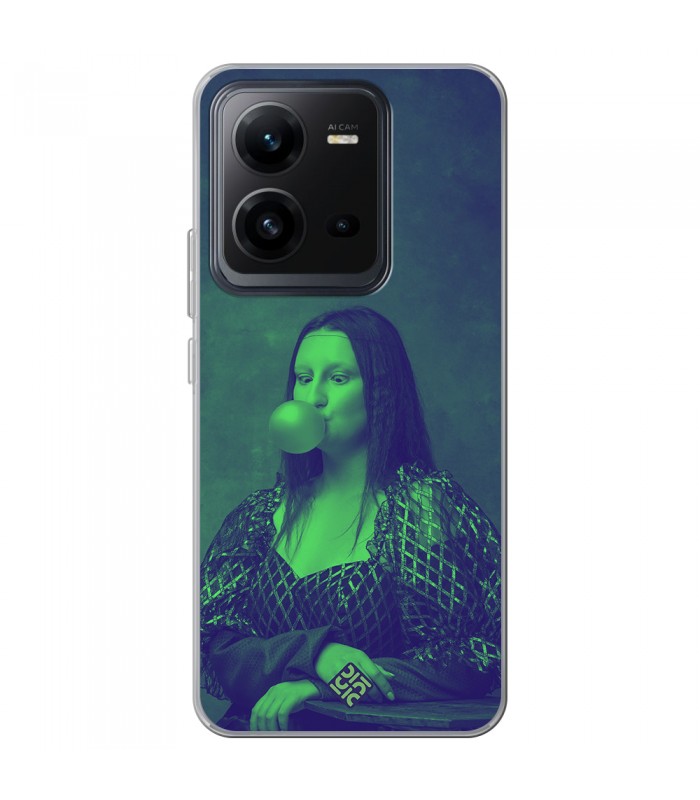 Funda para [ Vivo X80 Lite ] Dibujo Auténtico [ Mona Lisa Moderna ] de Silicona Flexible para Smartphone 