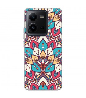 Funda para [ Vivo X80 Lite ] Dibujo Auténtico [ Mosaico Floral Mandala ] de Silicona Flexible para Smartphone