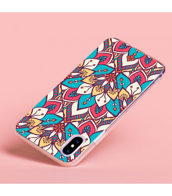 Funda para [ Vivo X80 Lite ] Dibujo Auténtico [ Mosaico Floral Mandala ] de Silicona Flexible para Smartphone