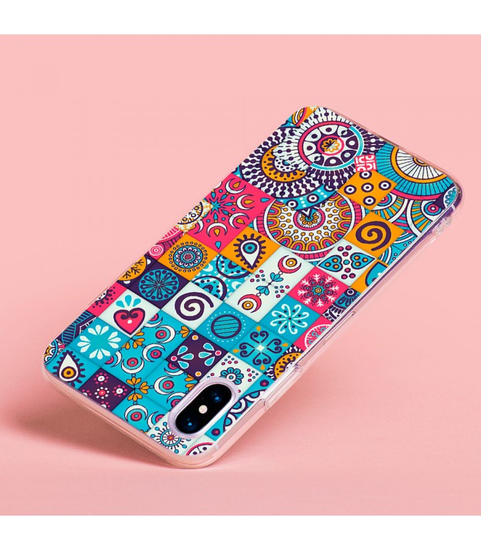 Funda para [ Vivo X80 Lite ] Dibujo Auténtico [ Collage Mosaico Mandala ] de Silicona Flexible