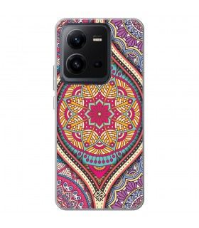 Funda para [ Vivo X80 Lite ] Dibujo Auténtico [ Baldosa de Teja Mandala ] de Silicona Flexible