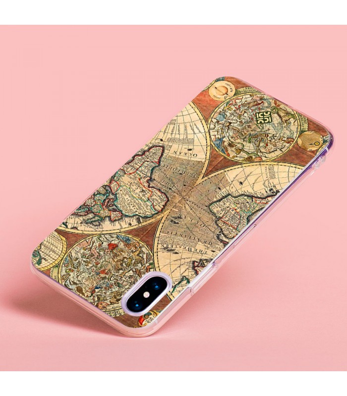 Funda para [ Vivo X80 Lite ] Dibujo Auténtico [ Antiguo Mapa Mundi ] de Silicona Flexible