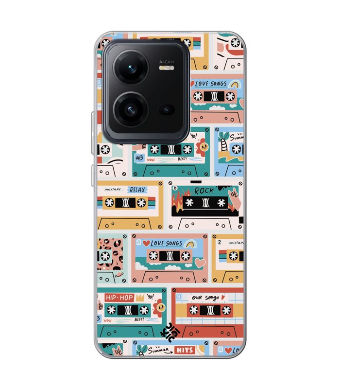 Funda para [ Vivo X80 Lite ] Dibujo Auténtico [ Cintas de Cassette ] de Silicona Flexible