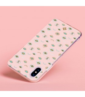 Funda para [ Vivo X80 Lite ] Dibujo Auténtico [ Ojo de Hamsa Colores Pastel ] de Silicona