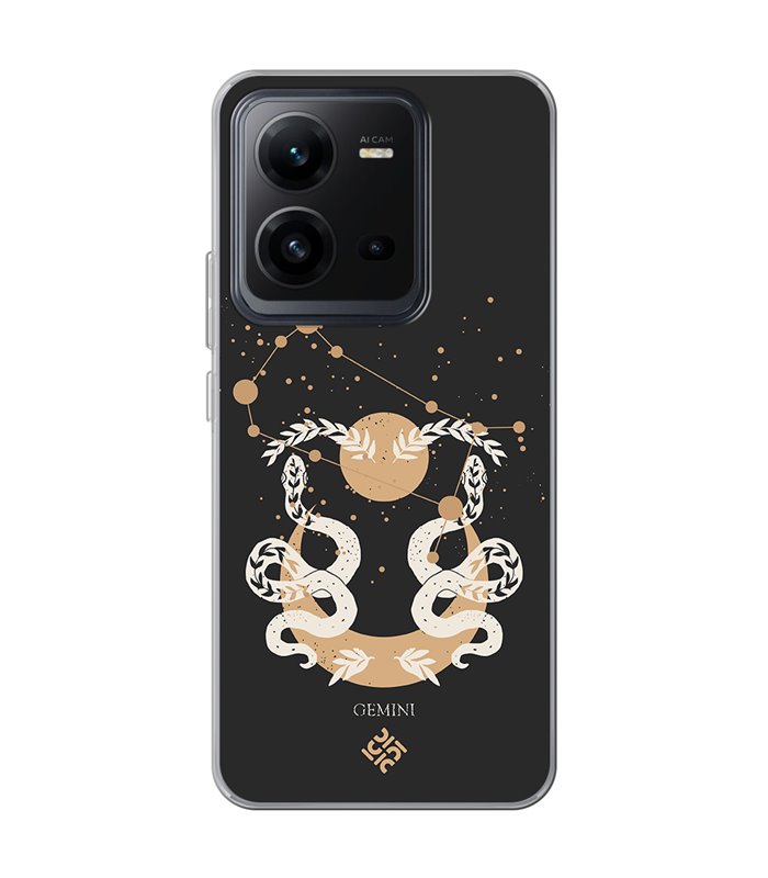 Funda para [ Vivo X80 Lite ] Dibujo Zodiaco [ Signo Zodiacal - Geminis ] de Silicona Flexible para Smartphone 