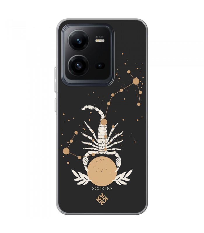 Funda para [ Vivo X80 Lite ] Dibujo Zodiaco [ Signo Zodiacal - Escorpio ] de Silicona Flexible para Smartphone 