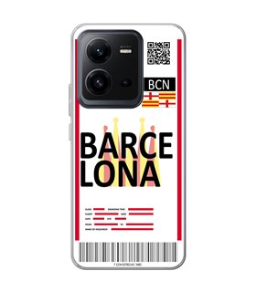 Funda para [ Vivo X80 Lite ] Billete de Avión [ Barcelona ] de Silicona Flexible para Smartphone 