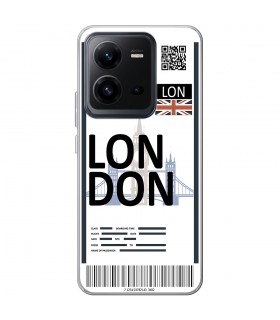 Funda para [ Vivo X80 Lite ] Billete de Avión [ London ] de Silicona Flexible para Smartphone 