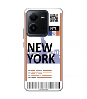 Funda para [ Vivo X80 Lite ] Billete de Avión [ New York ] de Silicona Flexible para Smartphone 