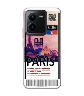 Funda para [ Vivo X80 Lite ] Billete de Avión [ París ] de Silicona Flexible para Smartphone 