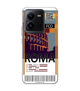 Funda para [ Vivo X80 Lite ] Billete de Avión [ Roma ] de Silicona Flexible para Smartphone 