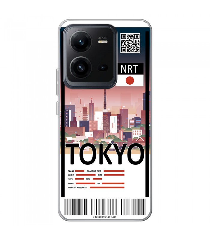 Funda para [ Vivo X80 Lite ] Billete de Avión [ Tokio ] de Silicona Flexible para Smartphone 
