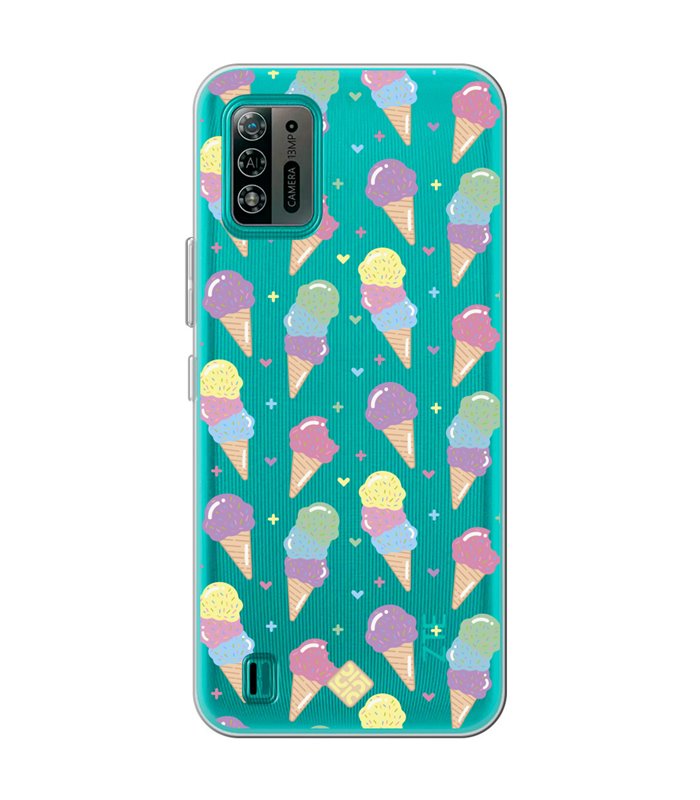 Funda para [ ZTE Blade A52 Lite ] Dibujo Auténtico [ Cucurucho de Helados ] de Silicona Flexible para Smartphone