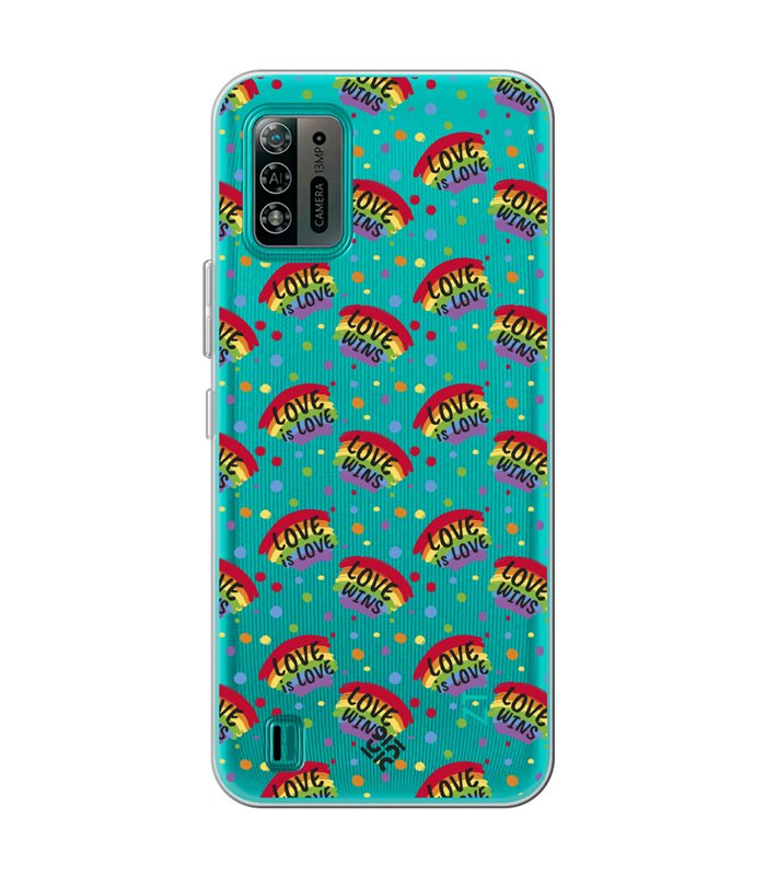 Funda para [ ZTE Blade A52 Lite ] Dibujo Auténtico [ Arcoiris - Love Wins ] de Silicona Flexible para Smartphone