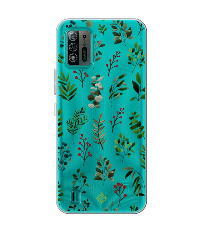 Funda para [ ZTE Blade A52 Lite ] Dibujo Botánico [ Hojas Ramas Verdes - Follaje Botánico ] de Silicona Flexible