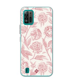 Funda para [ ZTE Blade A52 Lite ] Dibujo Botánico [ Flores Rosa Pastel ] de Silicona Flexible para Smartphone