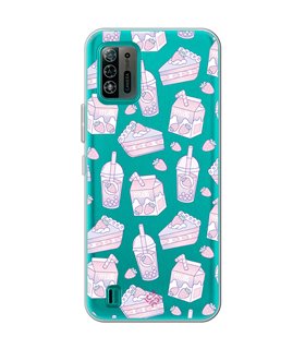 Funda para [ ZTE Blade A52 Lite ] Dibujo Cute [ Postres de Fresa En Rosa Pastel ] de Silicona Flexible