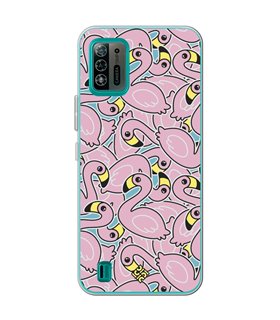 Funda para [ ZTE Blade A52 Lite ] Dibujo Cute [ Pegatinas Flamenco ] de Silicona Flexible para Smartphone