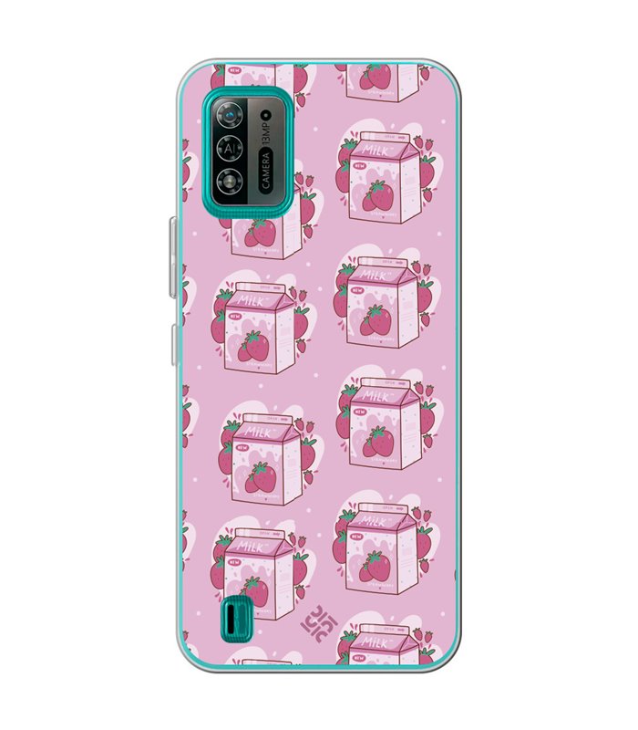 Funda para [ ZTE Blade A52 Lite ] Dibujo Cute [ Brick Leche de Fresa ] de Silicona Flexible para Smartphone