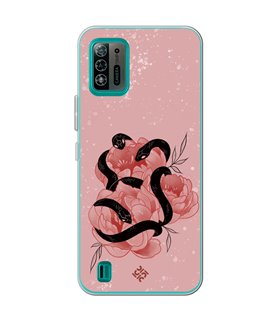 Funda para [ ZTE Blade A52 Lite ] Dibujo Esotérico [ Tentación Floral - Rosas con Serpientes ] de Silicona Flexible